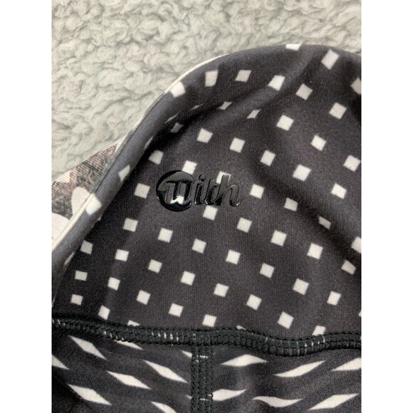 WITH Wear It To Heart Reversible Athletic Leggings Daisy Flowers Floral Black - Picture 2 of 10